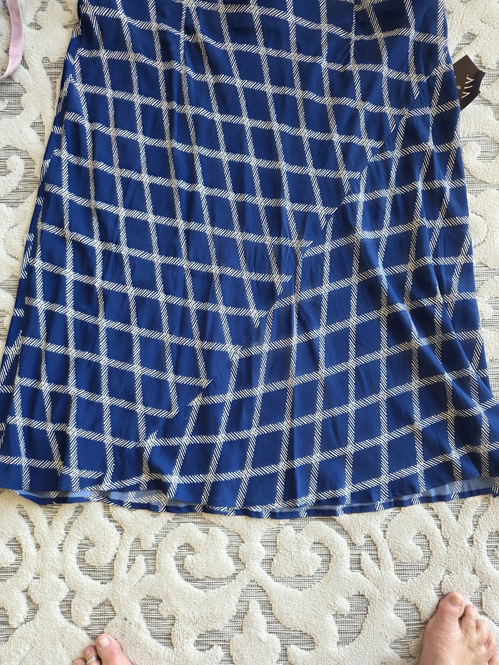 Ava & Viv Blue Diamond-Check A-Line Skirt